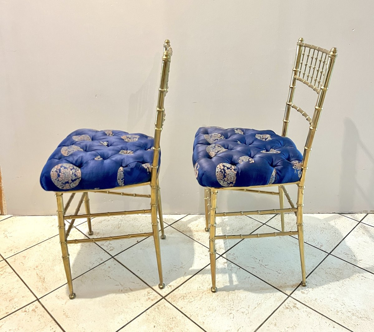 Pair Of Gilded Brass "bamboo" Chairs From The 1970s-1980s-photo-6