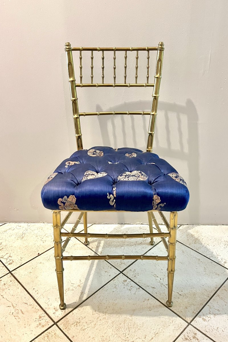 Pair Of Gilded Brass "bamboo" Chairs From The 1970s-1980s-photo-7