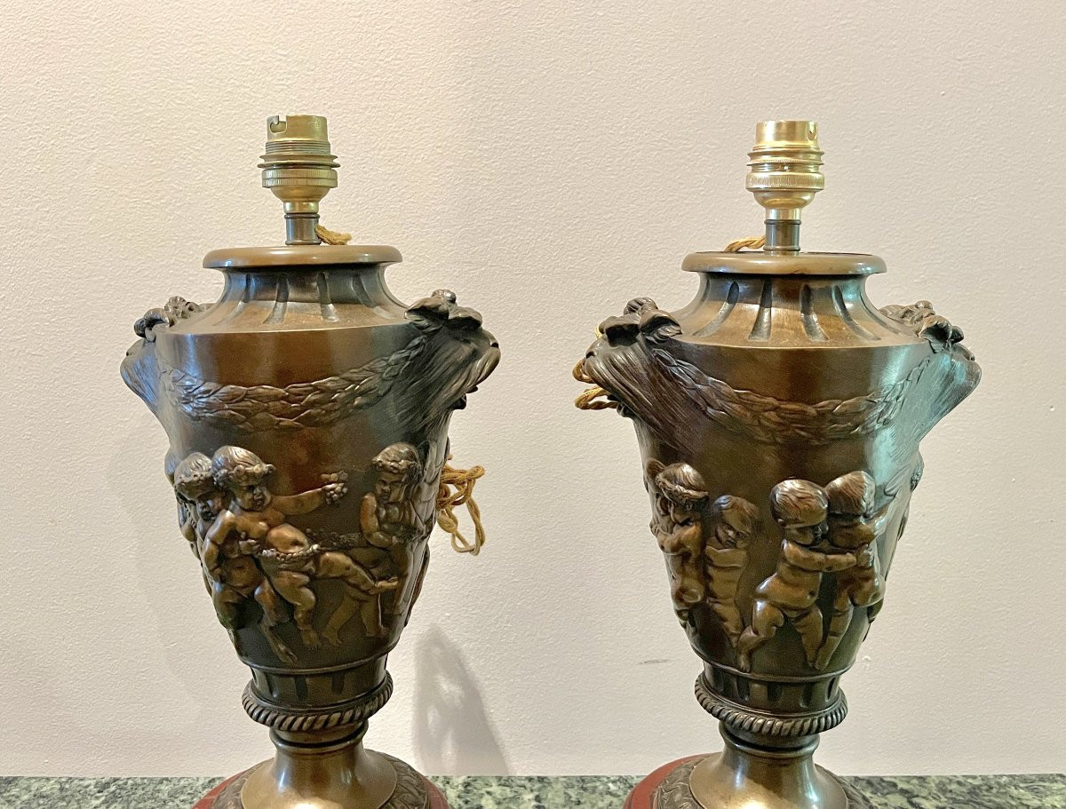 Paire de vases en bronze d'après Clodion-photo-2