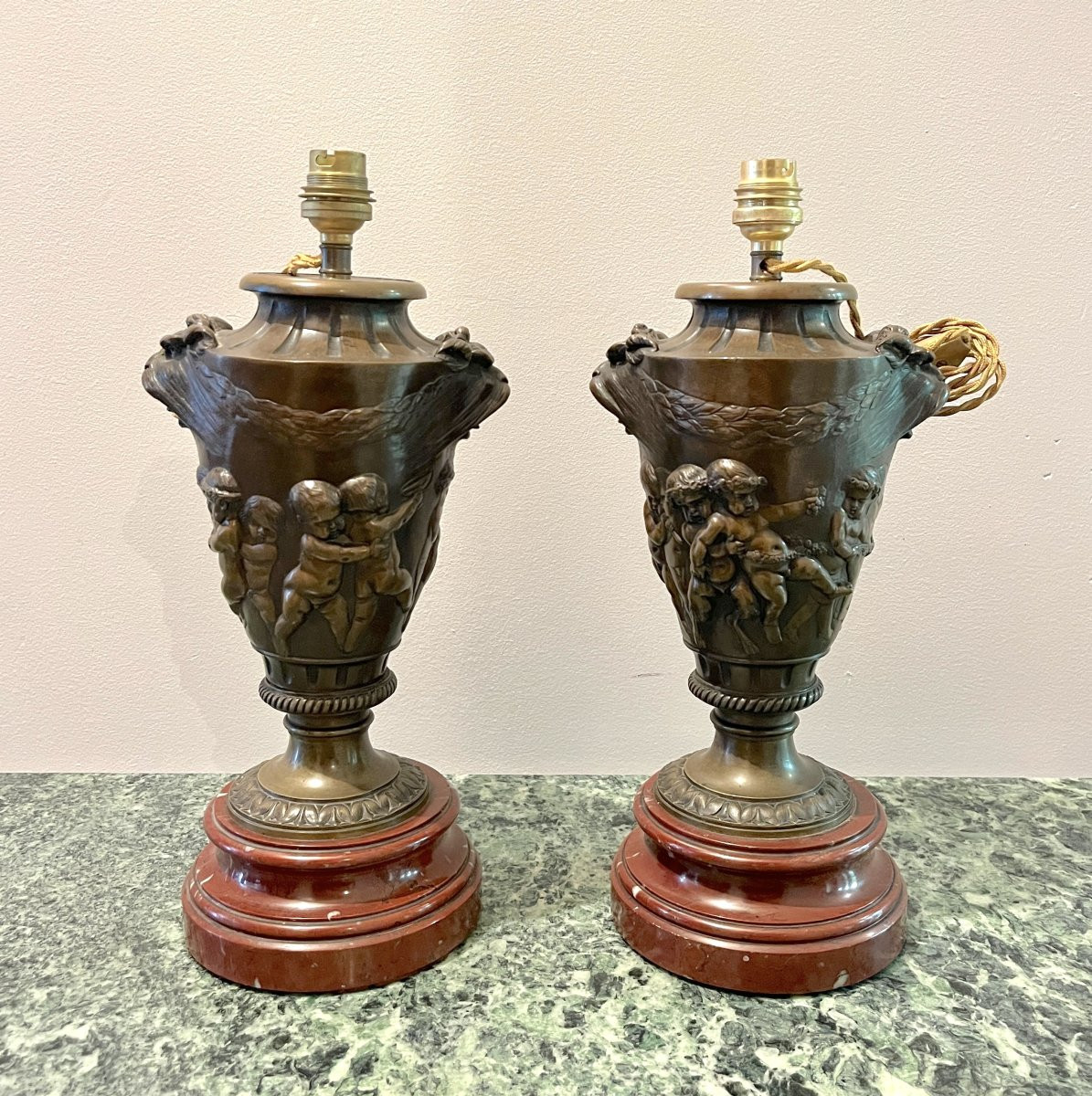 Paire de vases en bronze d'après Clodion-photo-4
