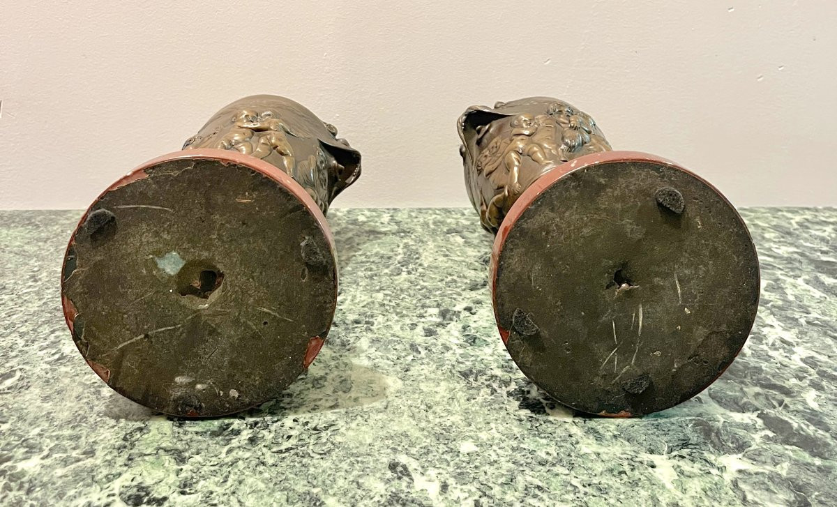 Paire de vases en bronze d'après Clodion-photo-5