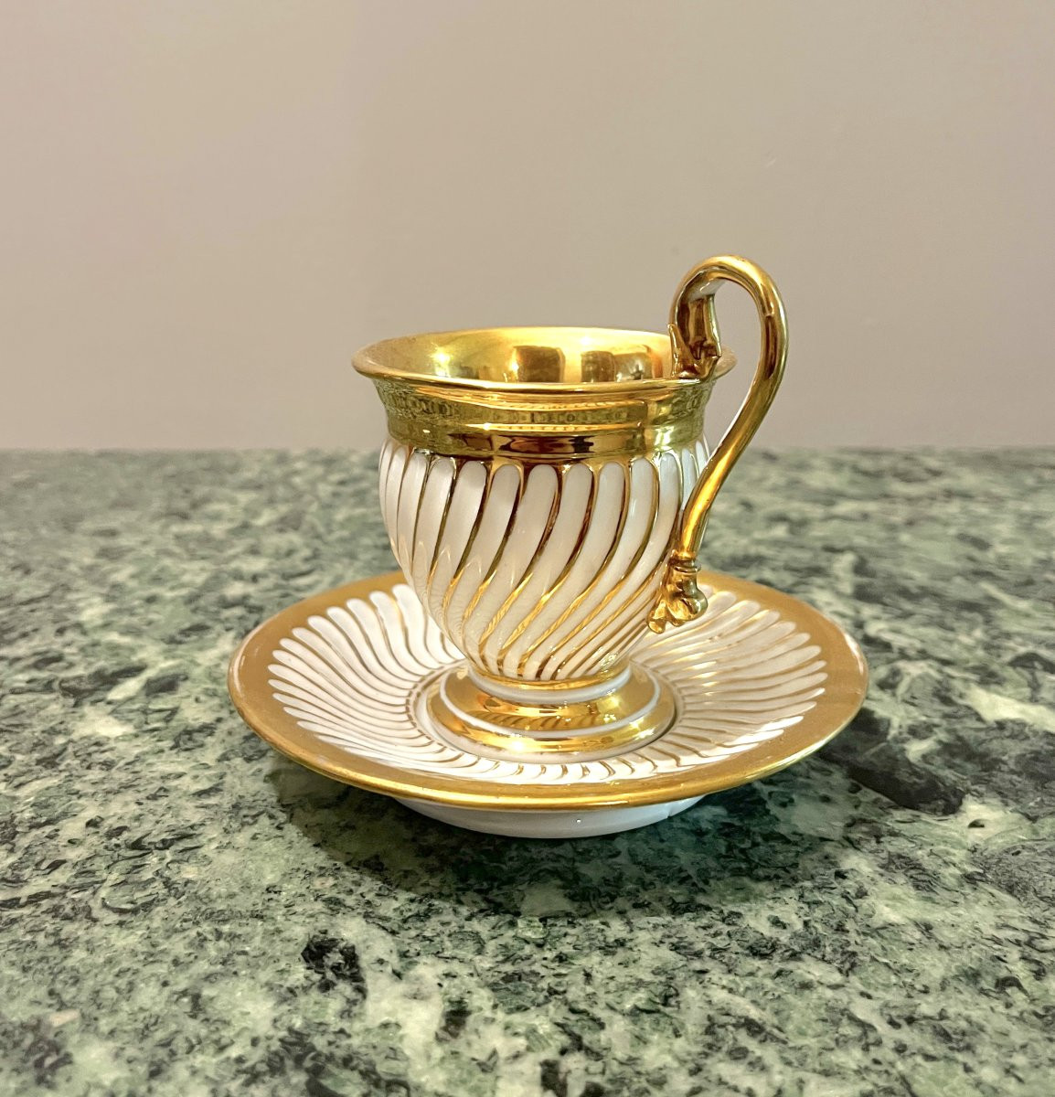 Paris Porcelain Cup And Saucer, Restoration Period -photo-2