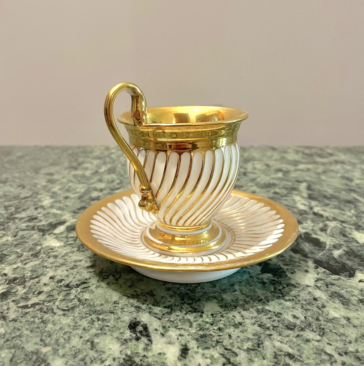 Paris Porcelain Cup And Saucer, Restoration Period -photo-3