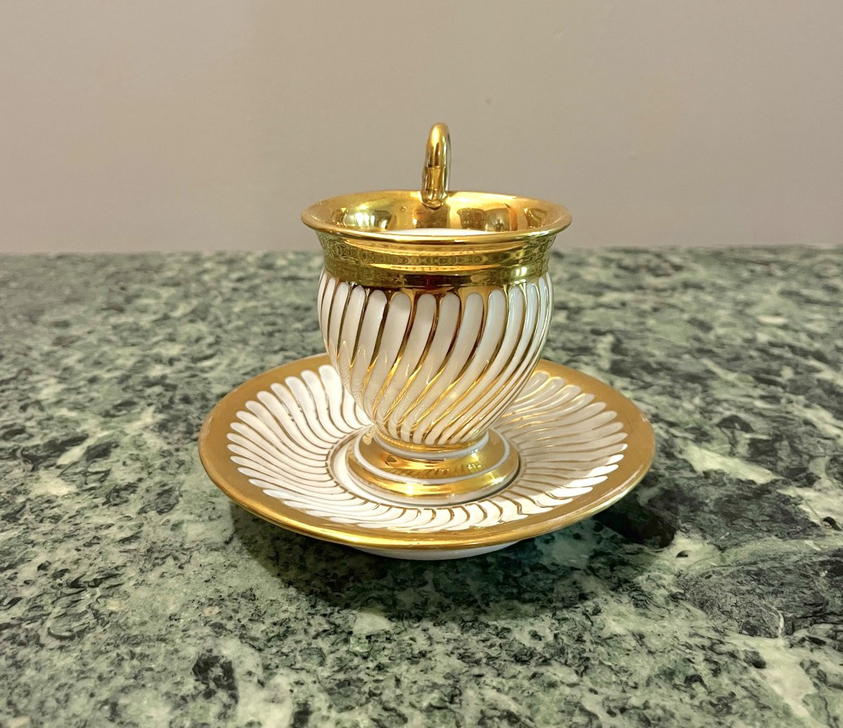 Paris Porcelain Cup And Saucer, Restoration Period -photo-2