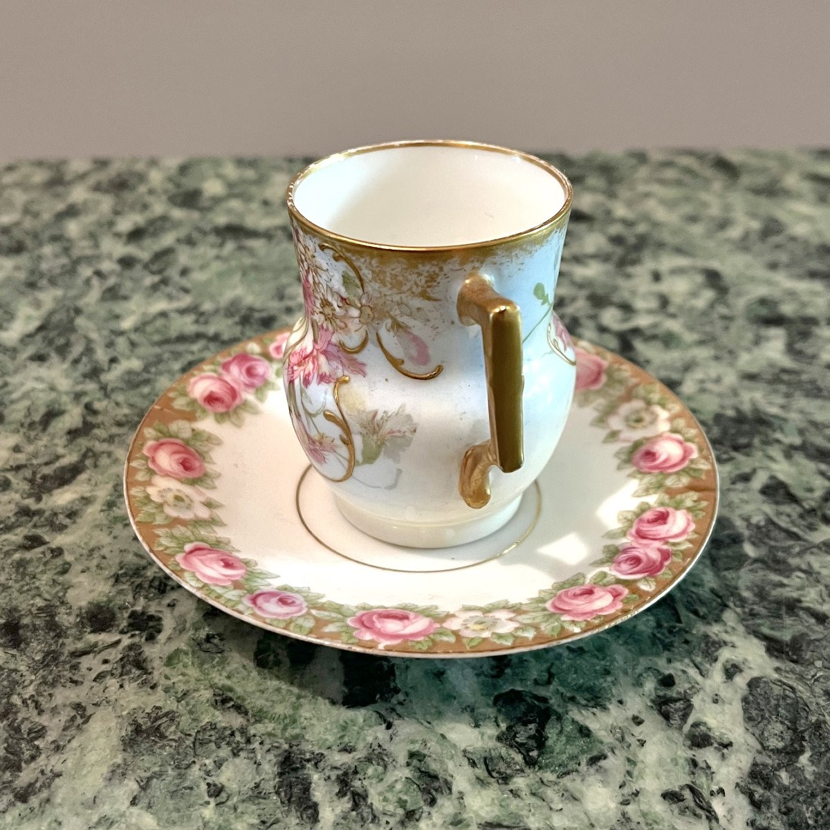 Limoges Porcelain Cup And Saucer, Late 19th Century-photo-2