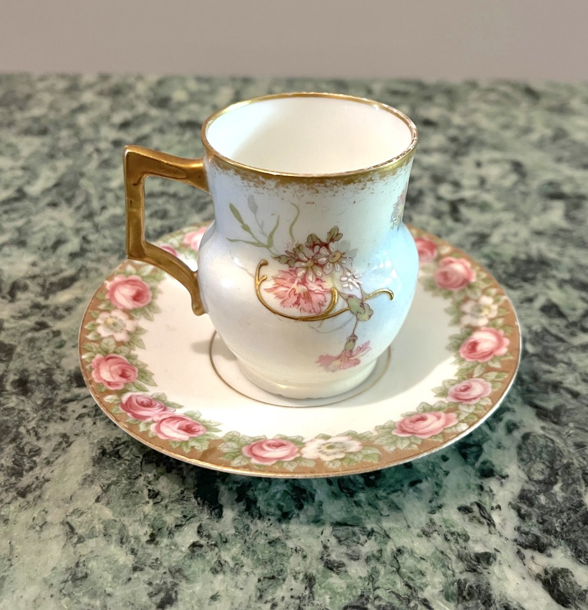Limoges Porcelain Cup And Saucer, Late 19th Century-photo-1