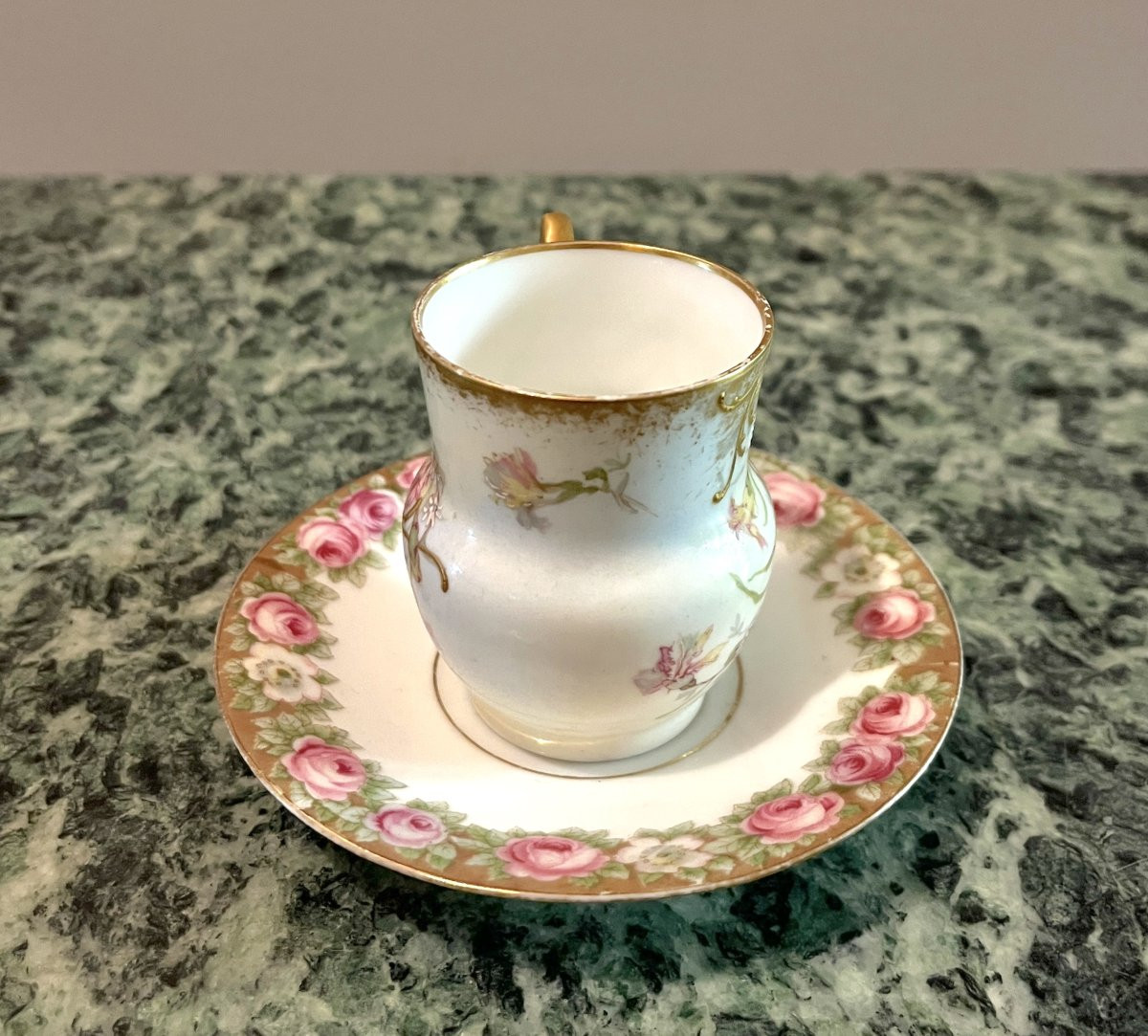 Limoges Porcelain Cup And Saucer, Late 19th Century-photo-2