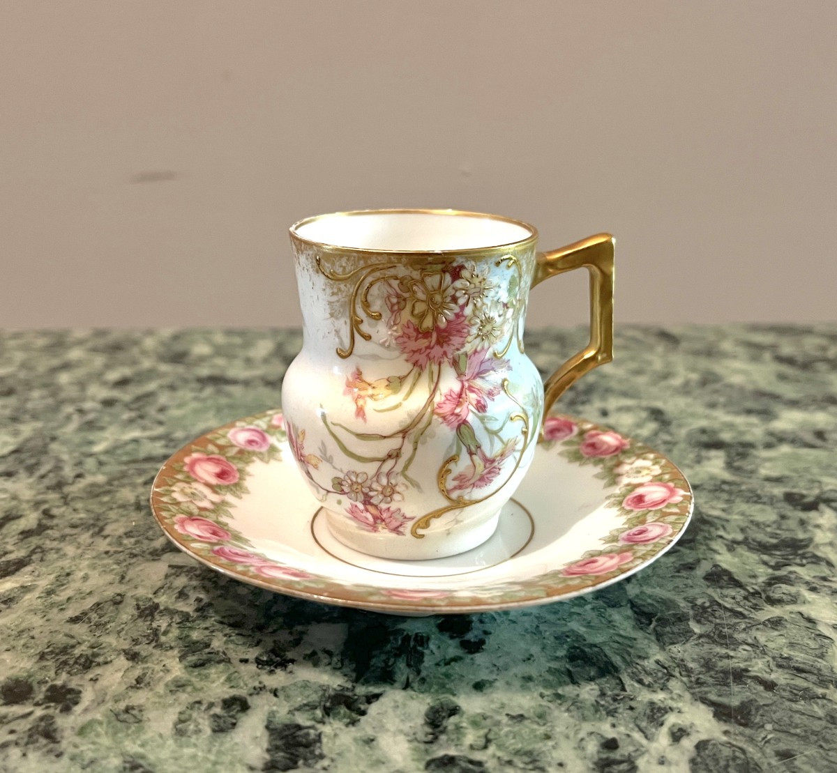 Limoges Porcelain Cup And Saucer, Late 19th Century