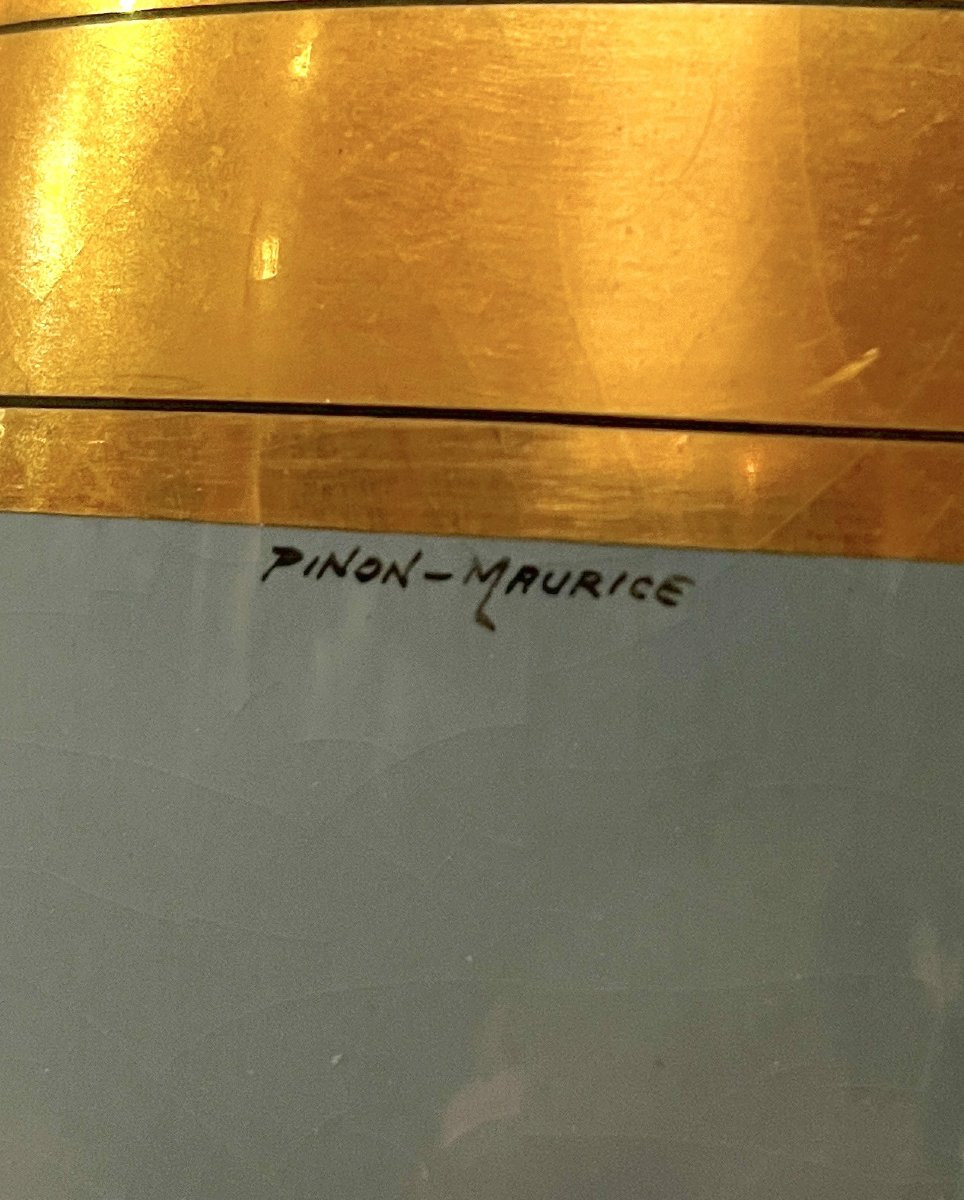 Tours - Paire de vases  en faïence bleu et or-photo-3