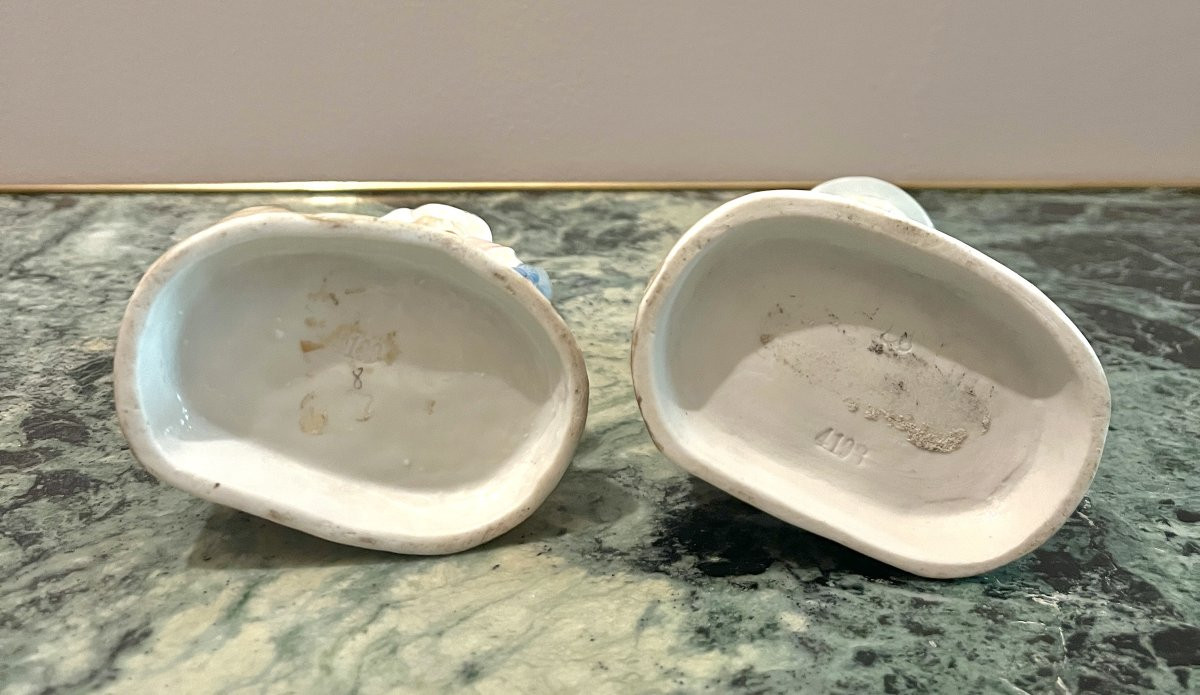 Deux pyrogènes en porcelaine fillettes fin XIXème-photo-7