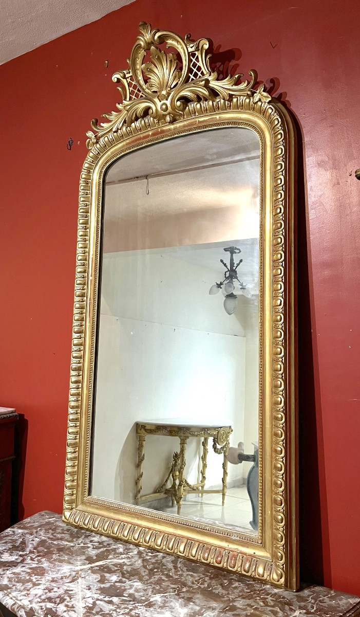 Miroir doré a coquille ajouré-photo-2