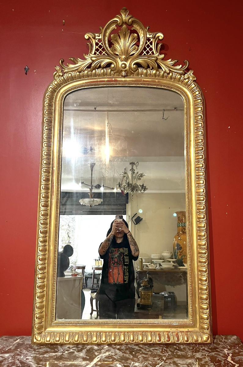 Miroir doré a coquille ajouré-photo-1