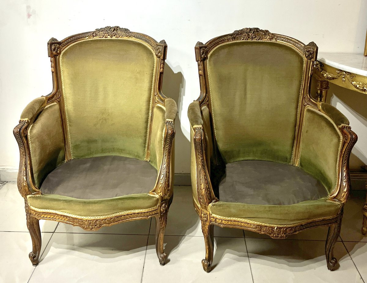 Pair Of 19th-century Lxv-style Wingback Chairs-photo-6