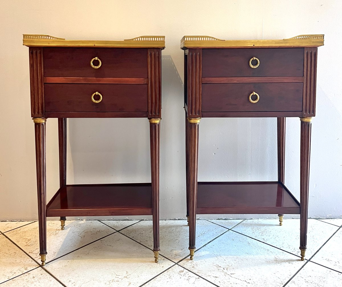Pair Of Lxvi Style Mahogany Bedside Tables-photo-2