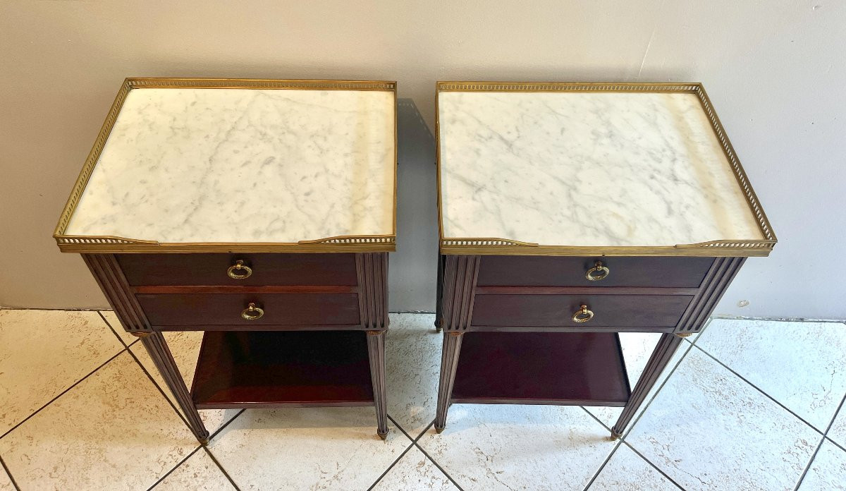 Pair Of Lxvi Style Mahogany Bedside Tables-photo-3
