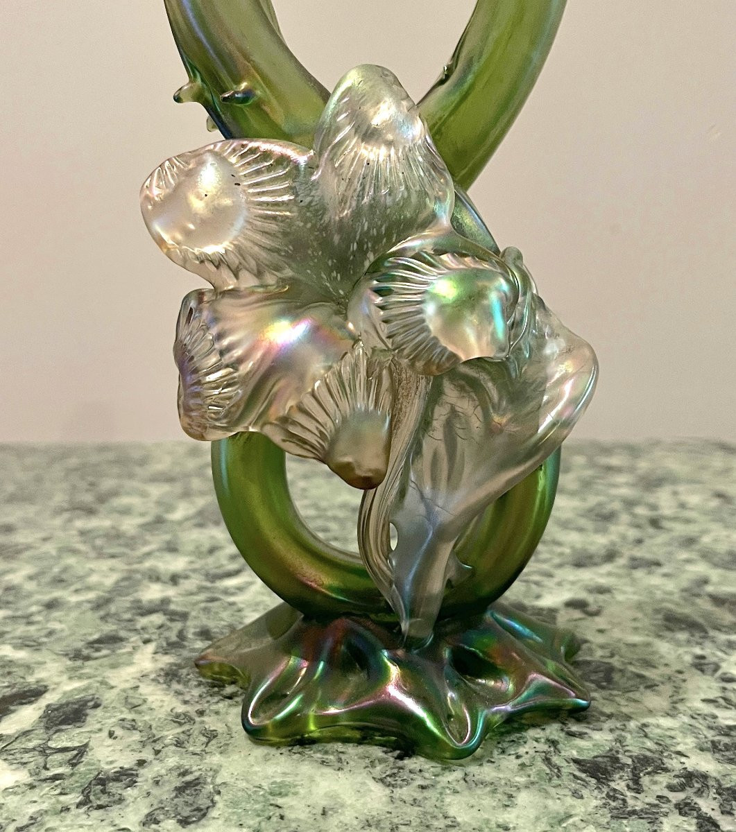 Vase en verre irisé Art Nouveau-photo-3