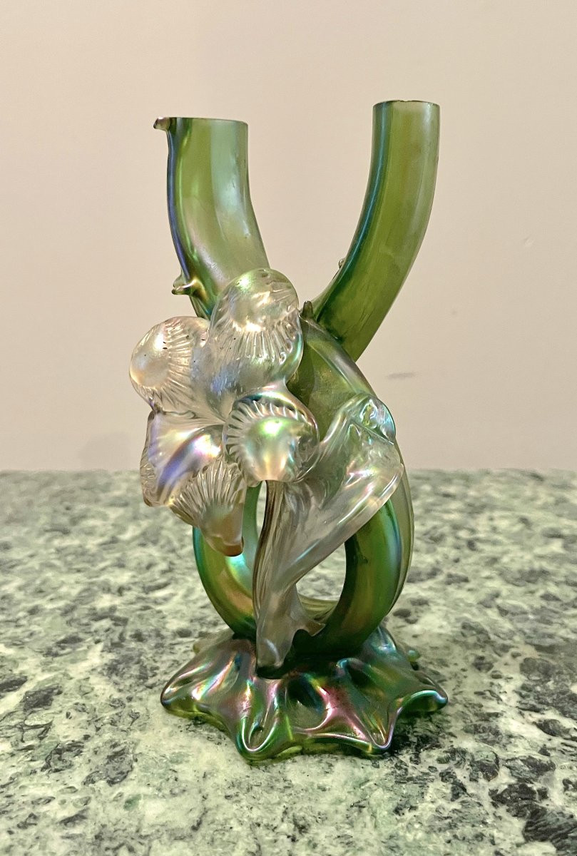 Vase en verre irisé Art Nouveau-photo-4