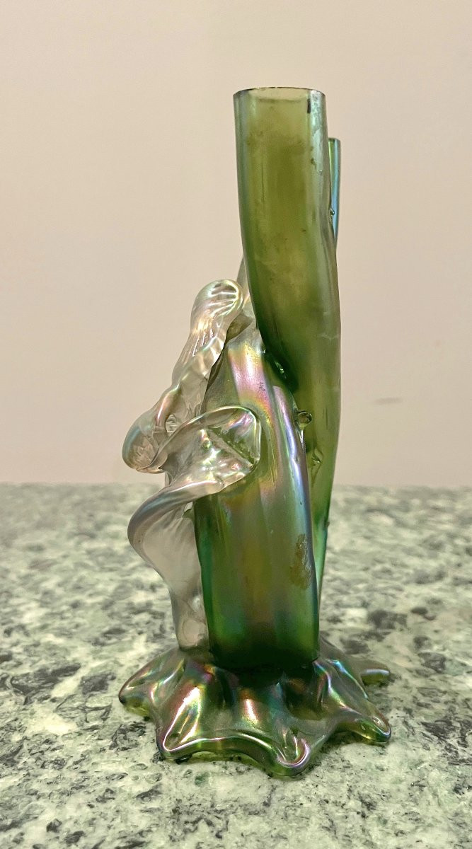 Vase en verre irisé Art Nouveau-photo-1