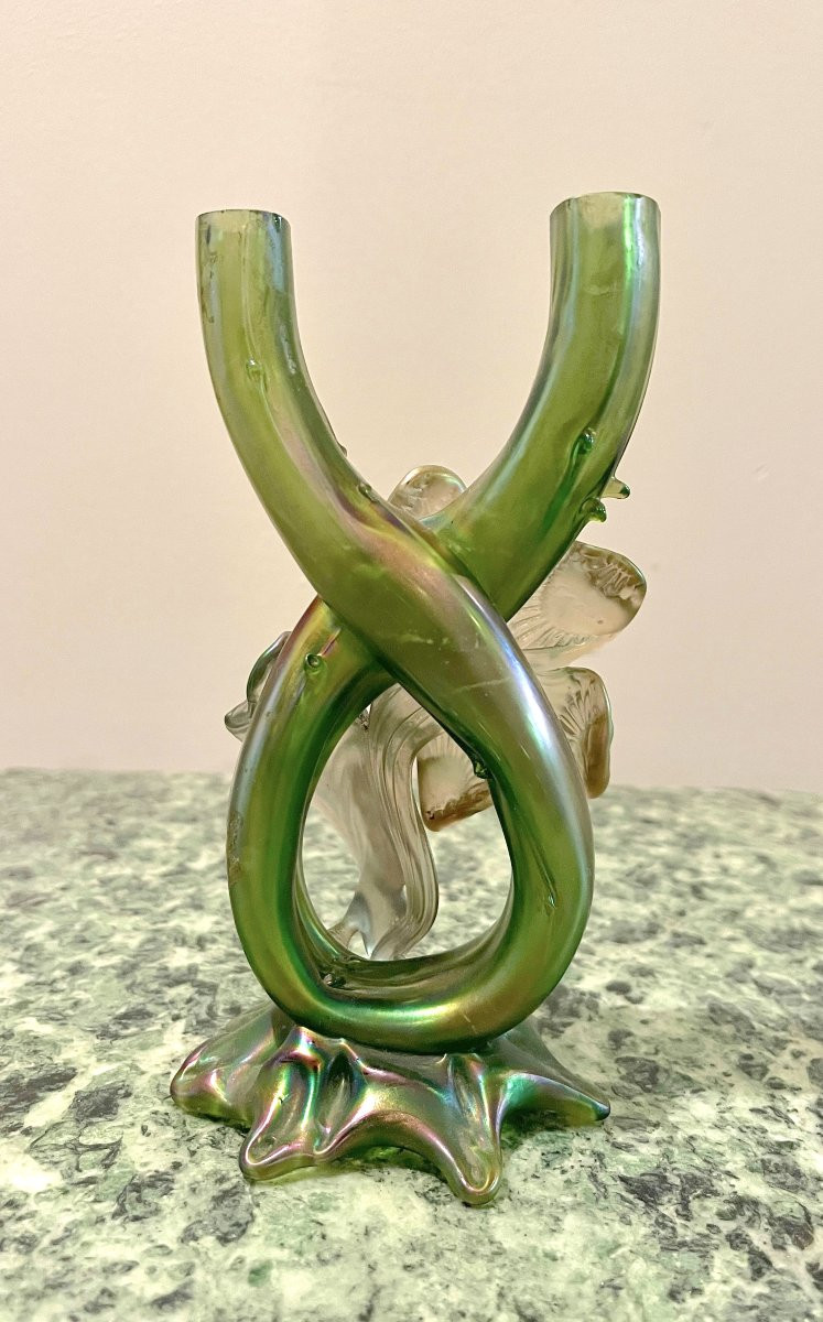 Vase en verre irisé Art Nouveau-photo-2