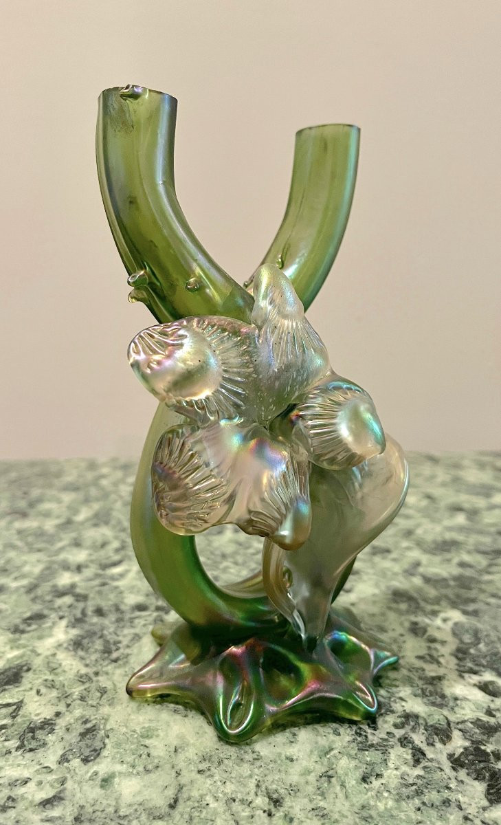 Vase en verre irisé Art Nouveau-photo-4