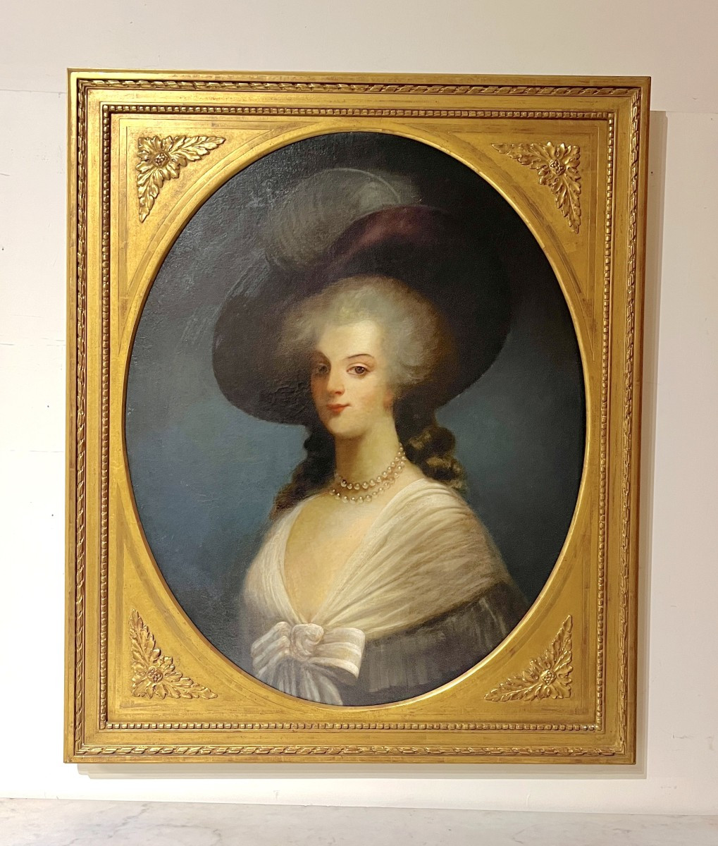 Portrait Of An Elegant Woman In A Hat, 19th Century