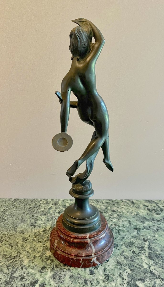 Bronze Dancer With Cymbals Art Nouveau Signed "faure"-photo-1
