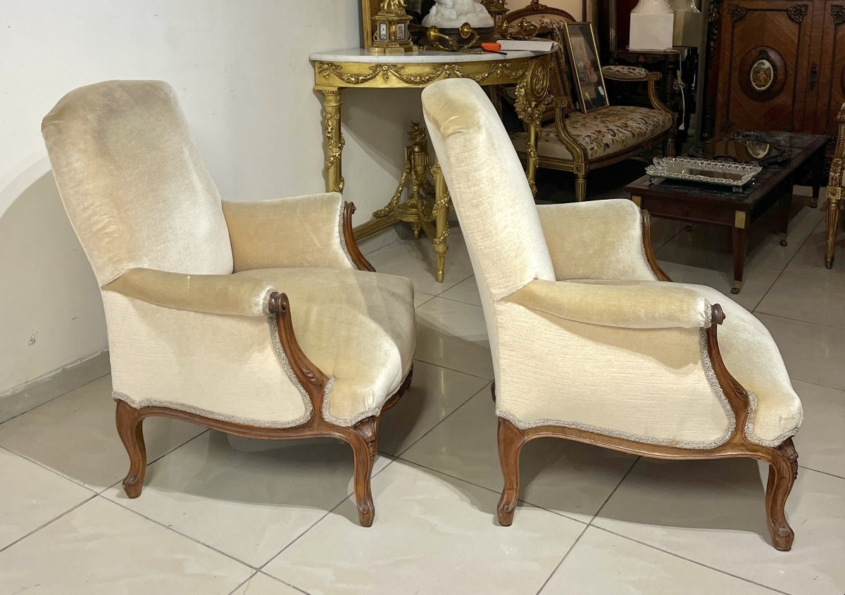 Paire de bergères de style LXV XIXème siècle-photo-2