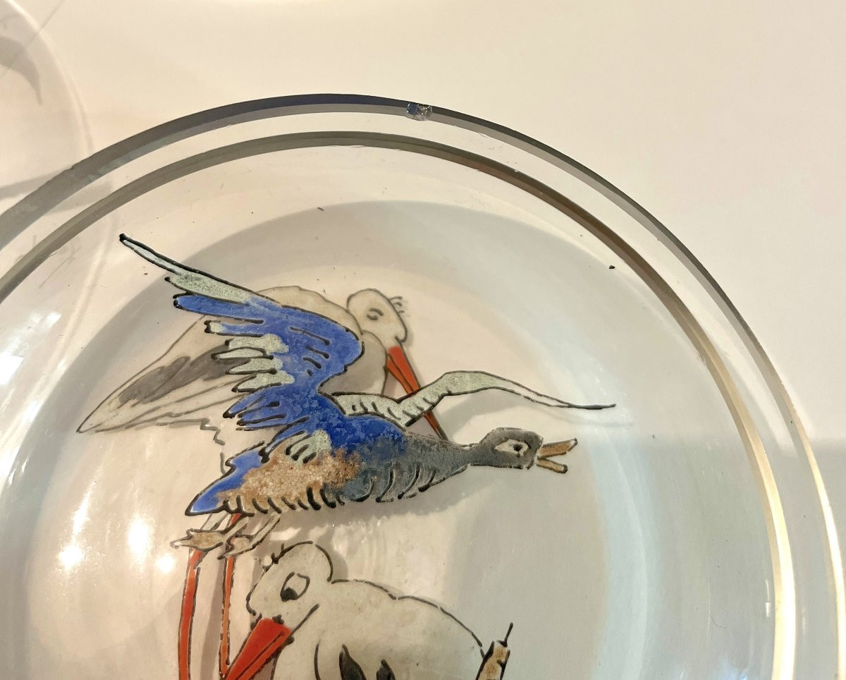 Cinq coupelles en verre à décor émaillé d'animaux-photo-2