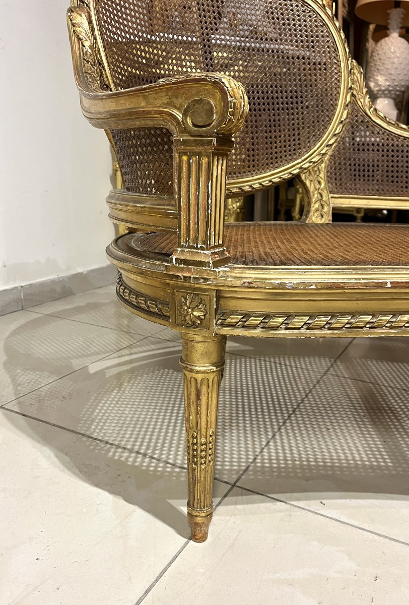 Lxvi Style Gilded Wood Caned Daybed-photo-1