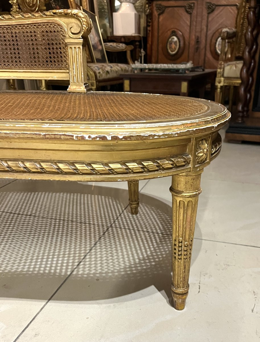 Lxvi Style Gilded Wood Caned Daybed-photo-2
