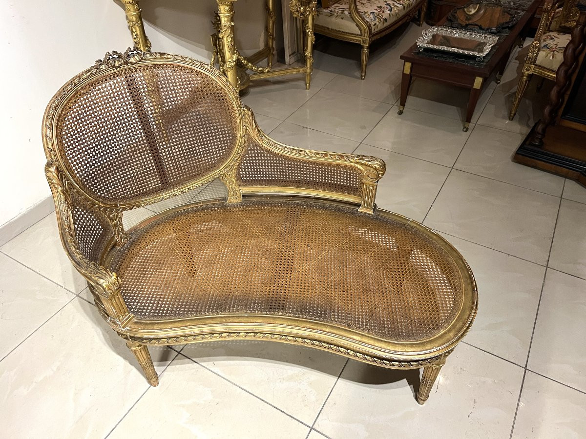 Lxvi Style Gilded Wood Caned Daybed-photo-3