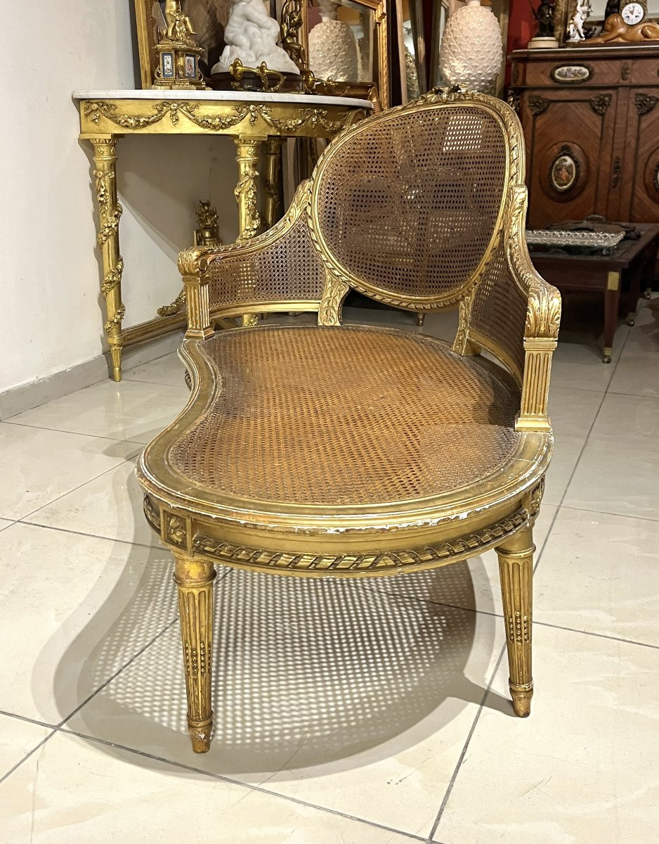 Lxvi Style Gilded Wood Caned Daybed-photo-4