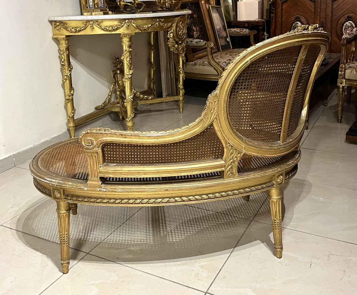 Lxvi Style Gilded Wood Caned Daybed-photo-5