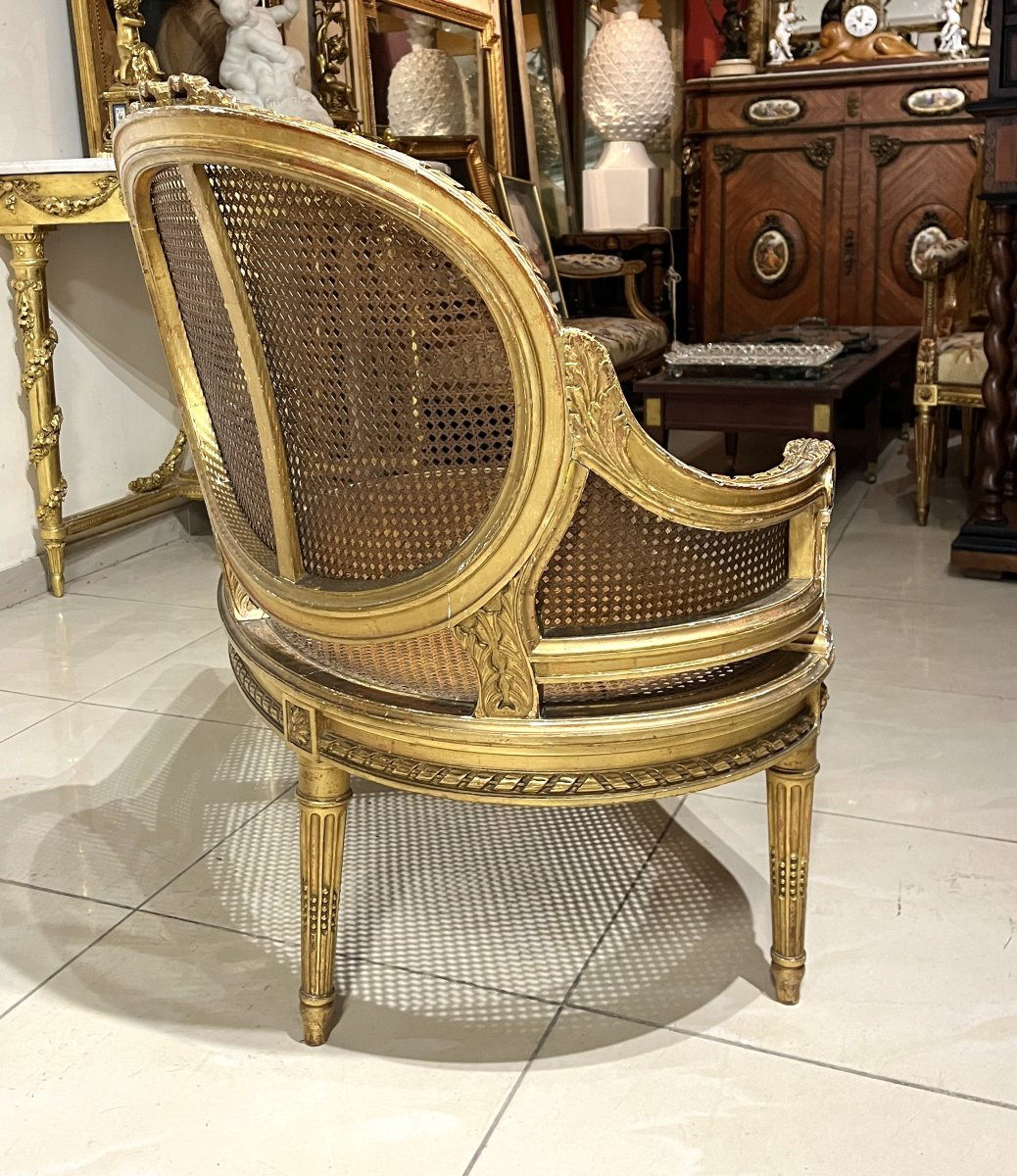 Lxvi Style Gilded Wood Caned Daybed-photo-6