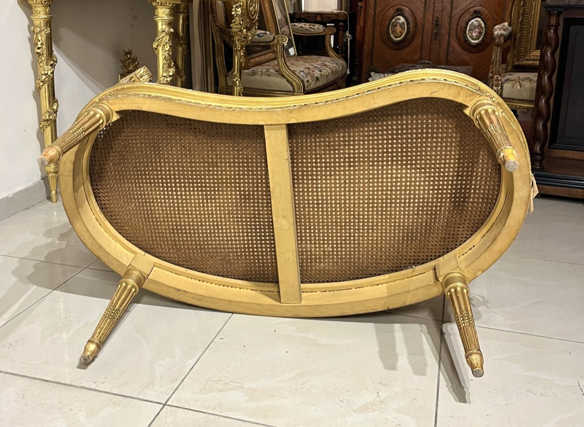Lxvi Style Gilded Wood Caned Daybed-photo-7
