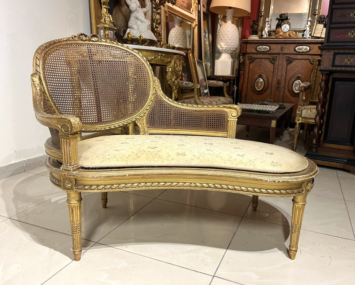 Lxvi Style Gilded Wood Caned Daybed