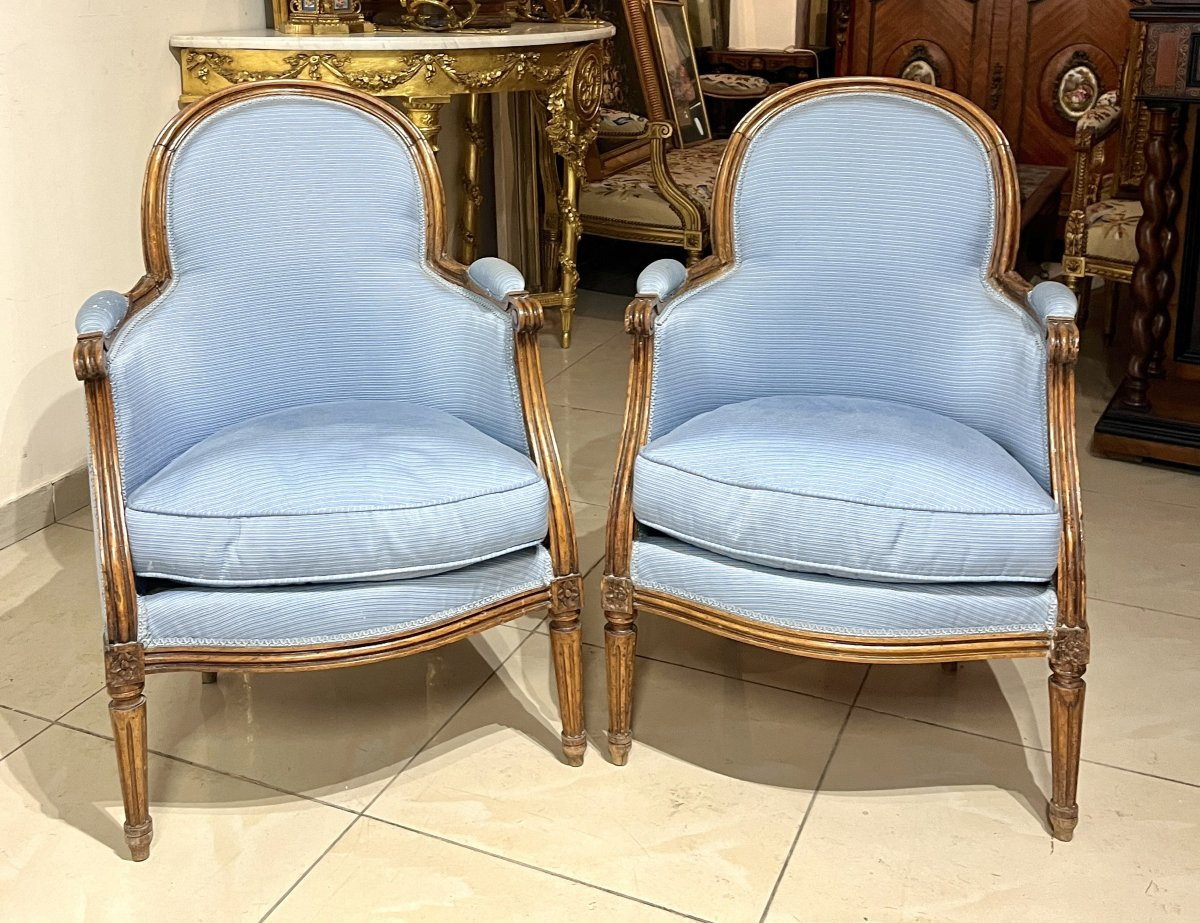 Paire de petites bergères de style LXVI-photo-2