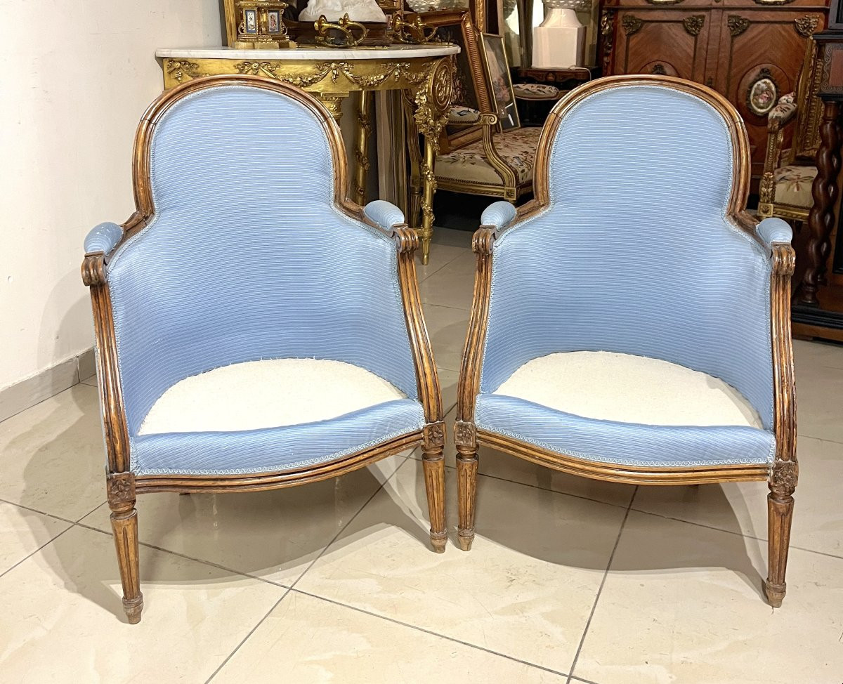 Paire de petites bergères de style LXVI-photo-4