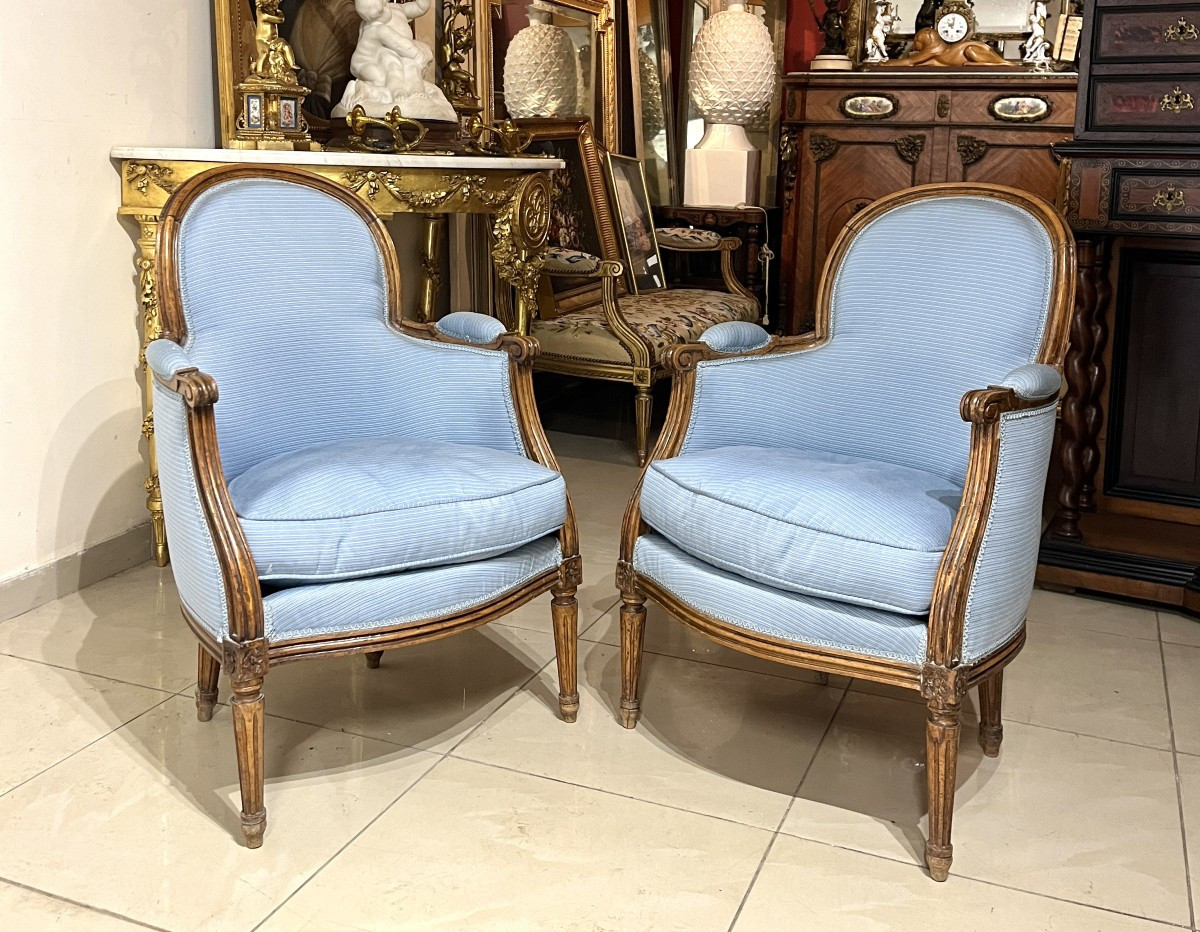 Paire de petites bergères de style LXVI