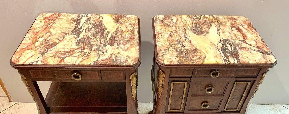 Pair Of 19th Century Transition Style Bedside Tables-photo-1