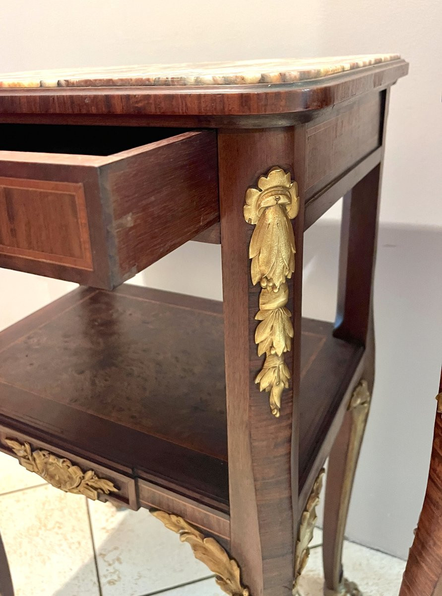 Pair Of 19th Century Transition Style Bedside Tables-photo-2