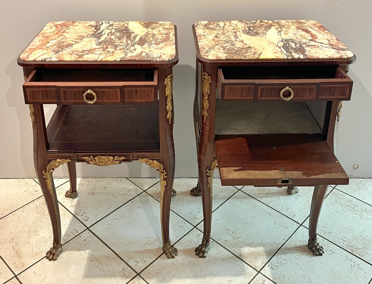 Pair Of 19th Century Transition Style Bedside Tables-photo-3
