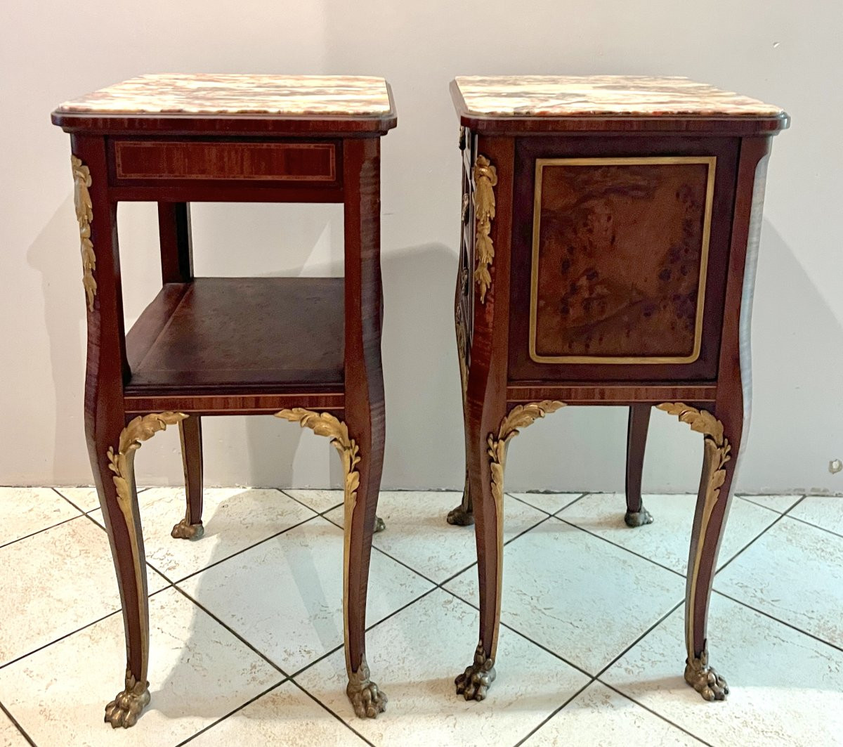 Pair Of 19th Century Transition Style Bedside Tables-photo-5