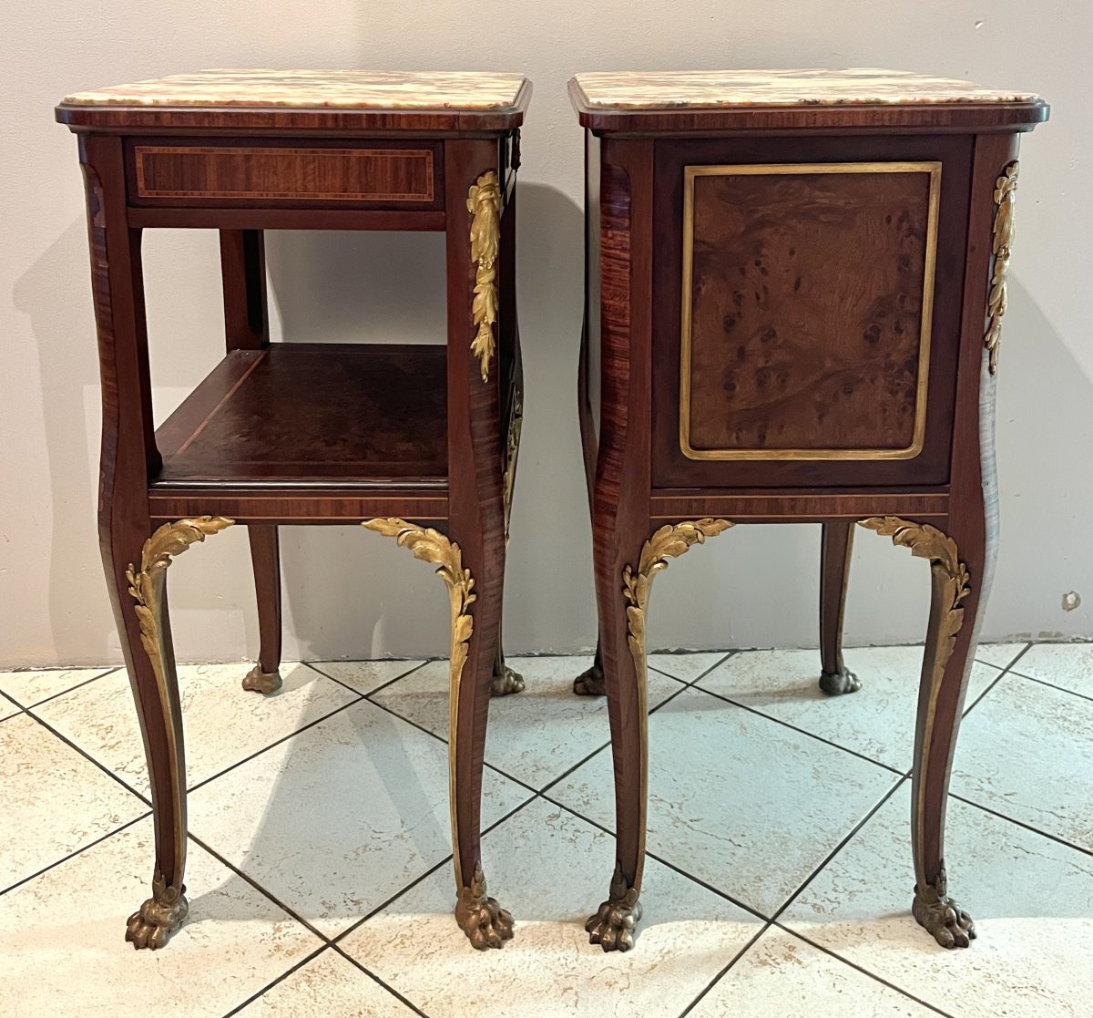 Pair Of 19th Century Transition Style Bedside Tables-photo-8