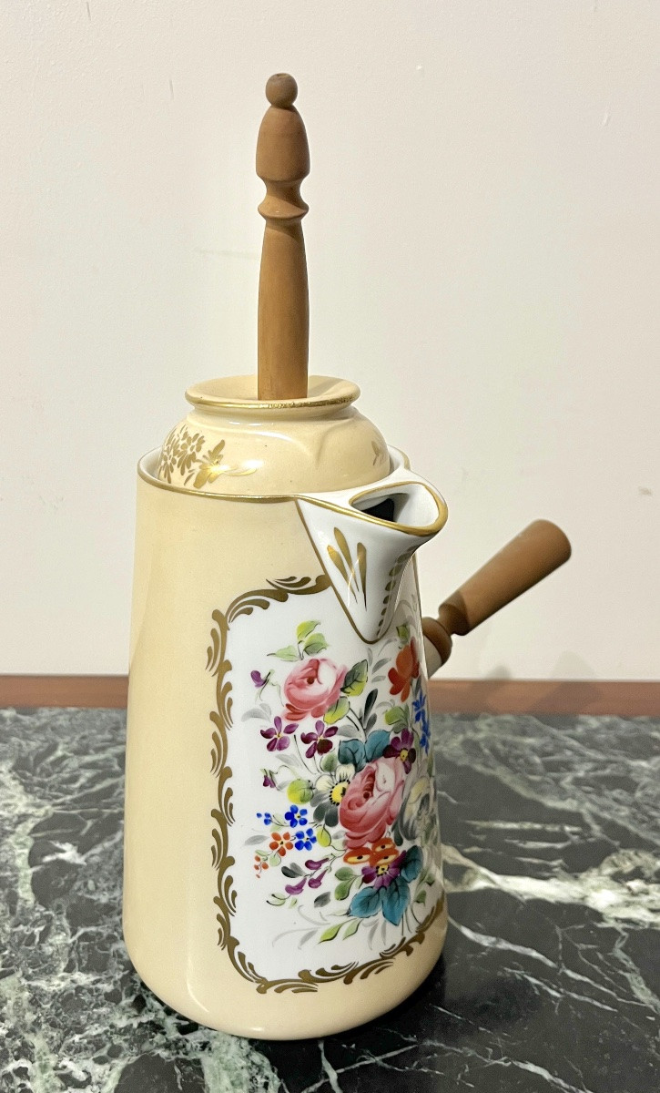 Chocolatière en porcelaine de Paris fin XIXeme-photo-4