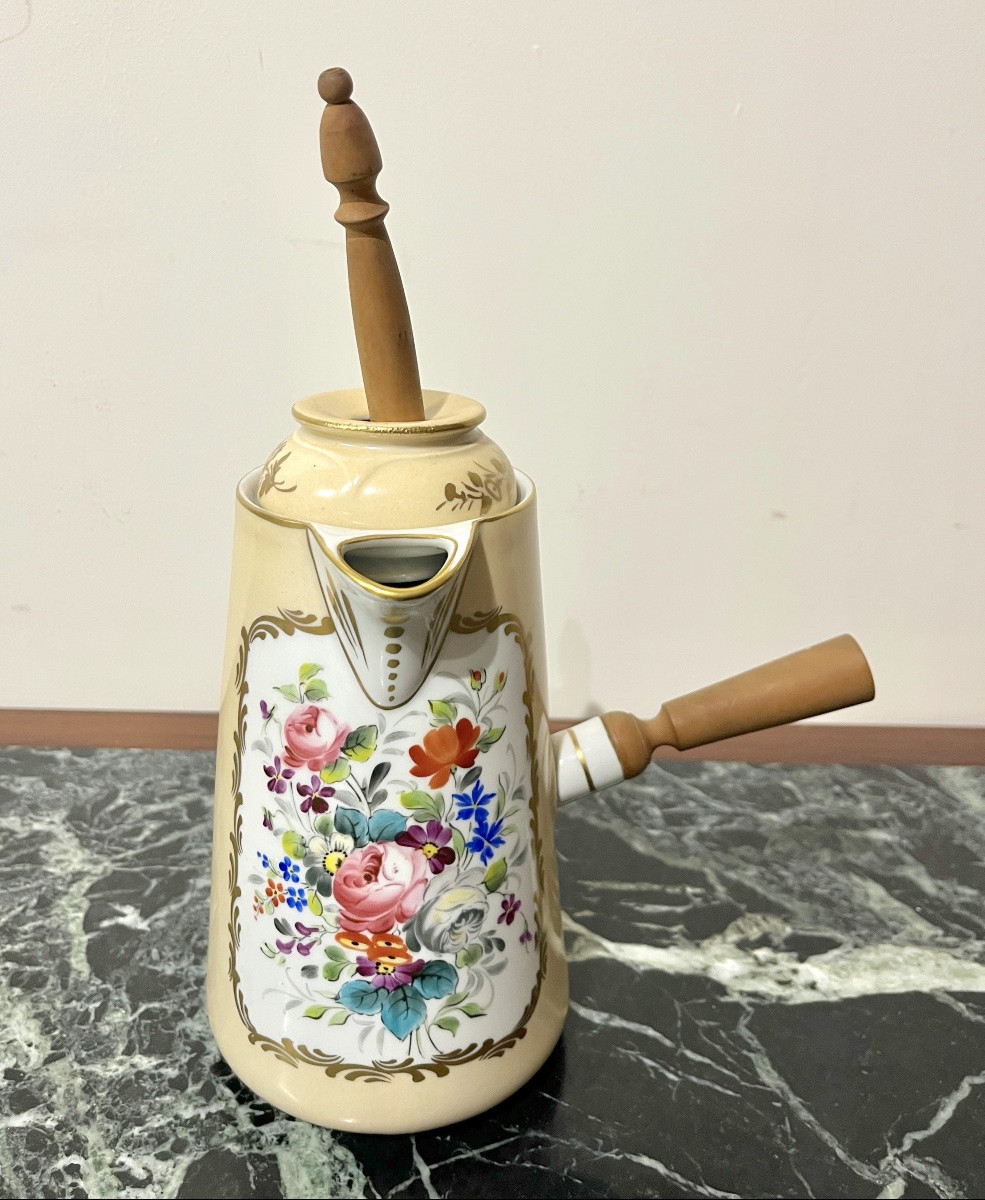 Chocolatière en porcelaine de Paris fin XIXeme-photo-5