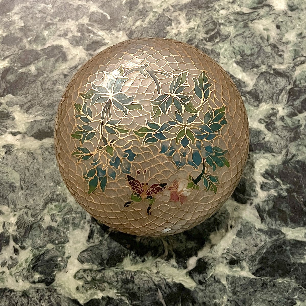 Round Plique-à-jour Enamel Box, China, 20th Century-photo-3