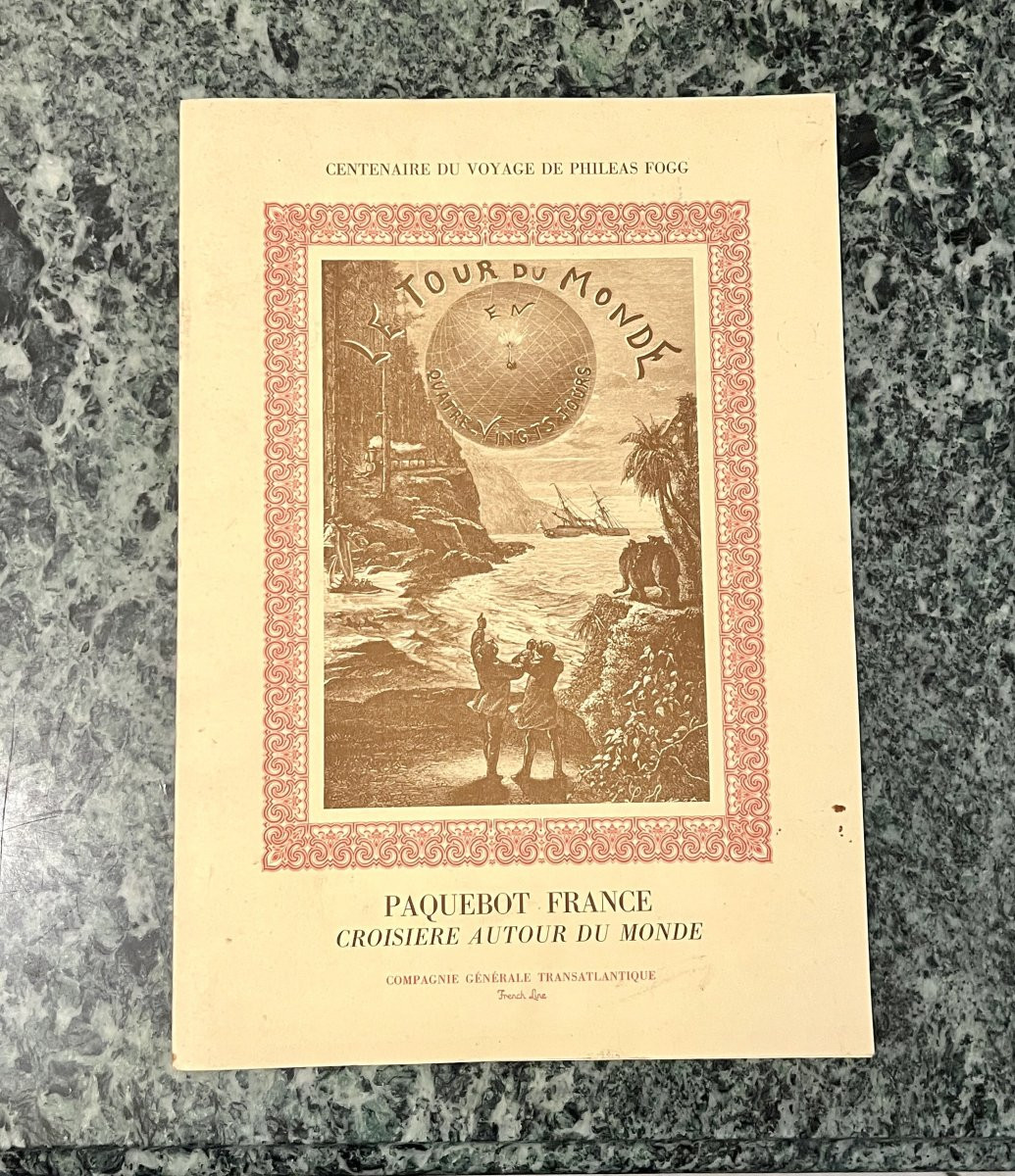 5 Menus: Paquebot France Centenary Of Phineas Fogg's Voyage-photo-4