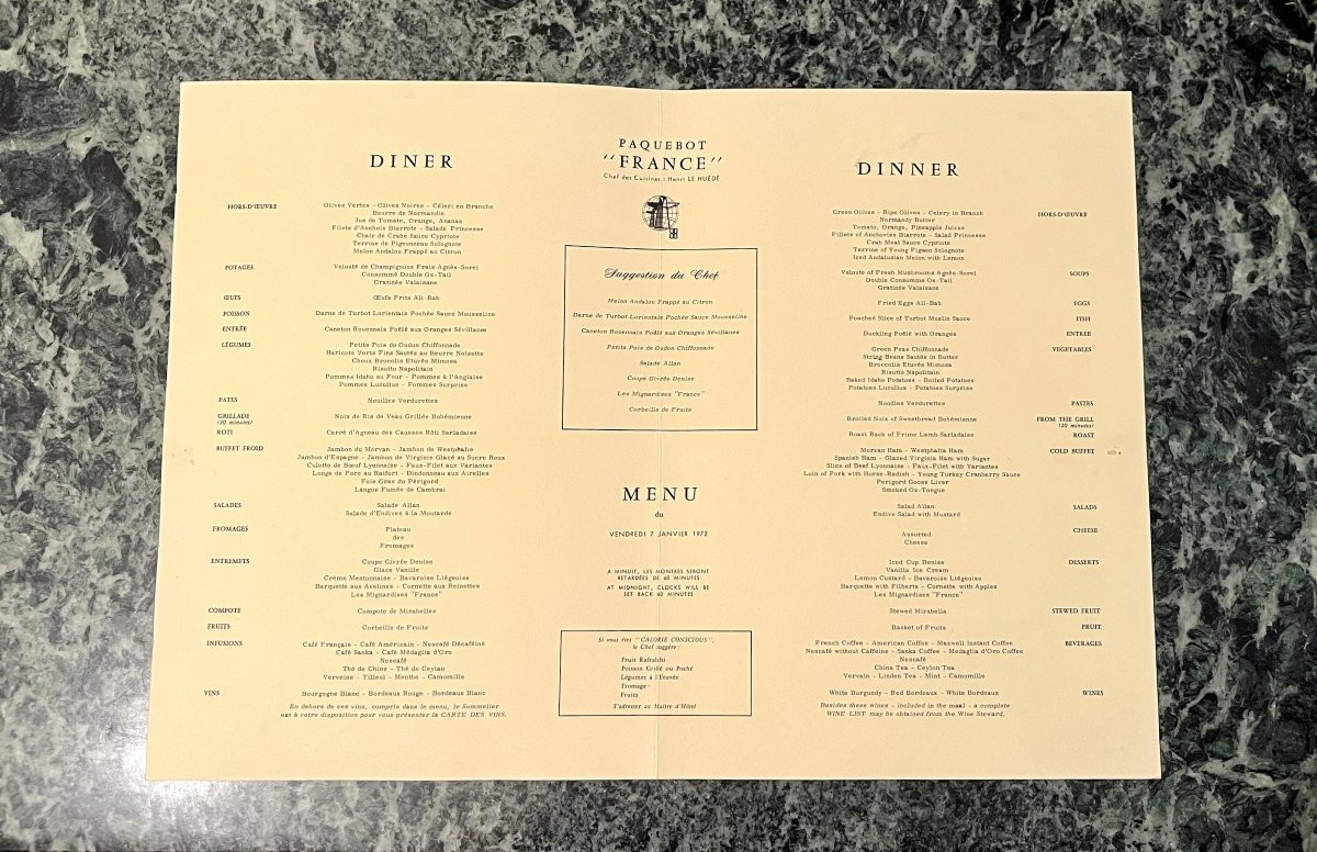 5 Menus: Paquebot France Centenary Of Phineas Fogg's Voyage-photo-2