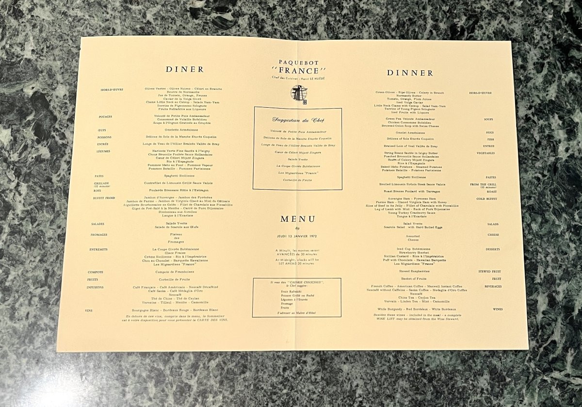 5 Menus: Paquebot France Centenary Of Phineas Fogg's Voyage-photo-5